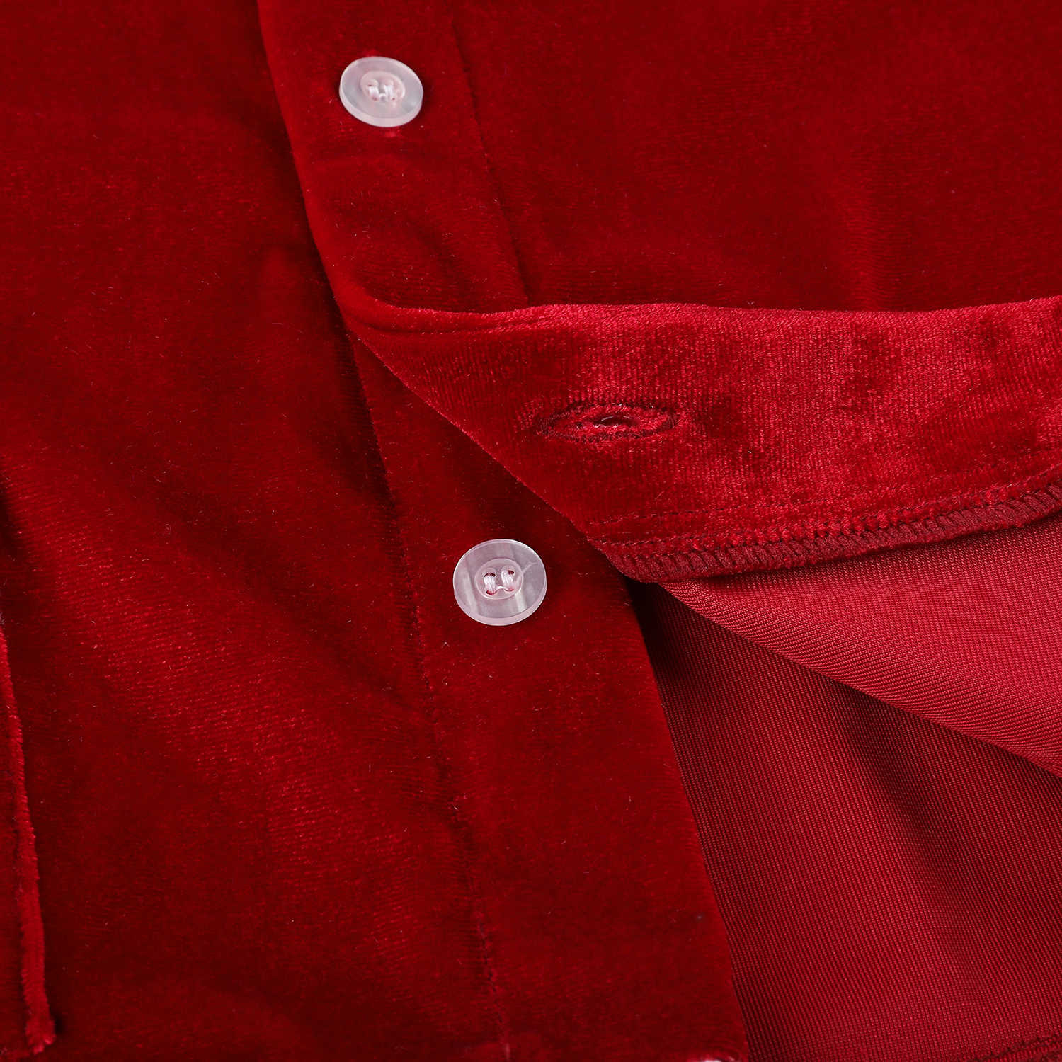 Peter Pan Collar Children Button Up Red Velvet Boy Baby Sleepwear Kids Christmas Pyjamas Sets 210915