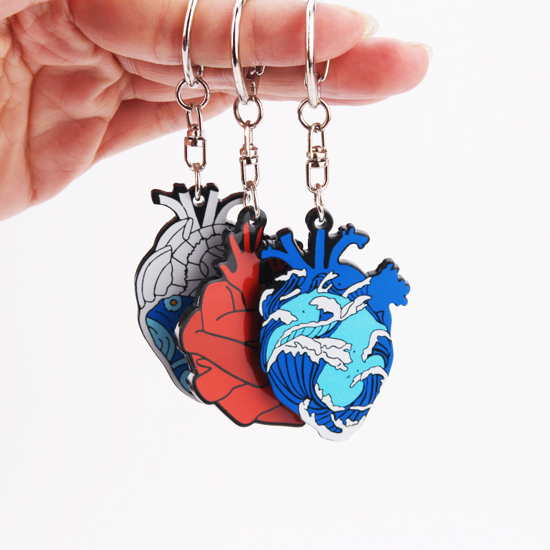 Anatomical Heart Keychain Medical Anatomy Heart Neurology Key Chain for Doctor and Nurse Women and Men Ring Gift Porte Clef