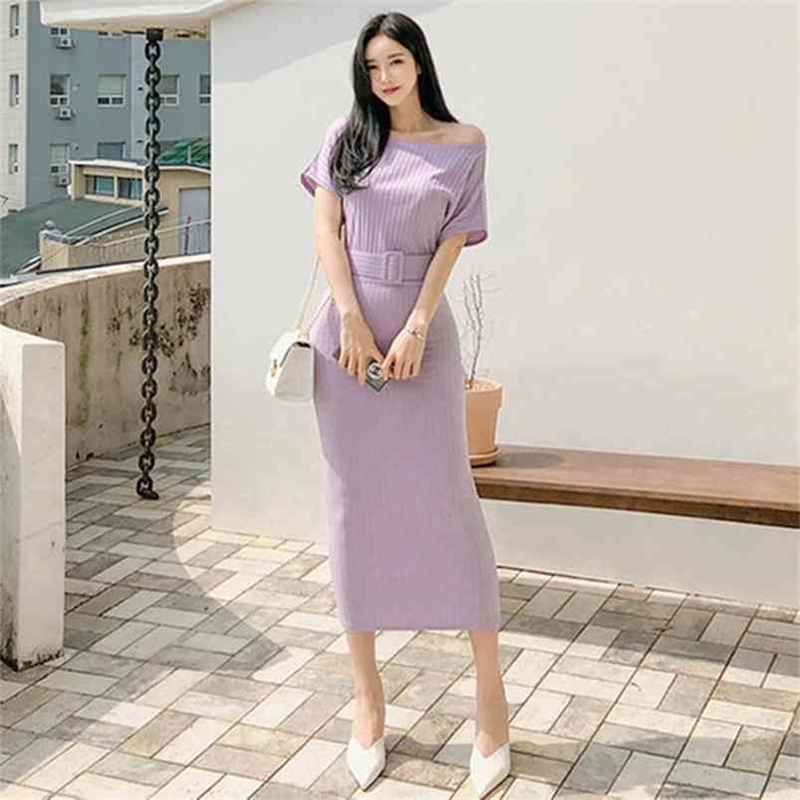 High Quality Women Knitted Dress Summer Off Shoulder Slash Neck Sashes Stretch Vestidos Female Knee-length Sweater 210603, Picture color
High Quality Women Knitted Dress Summer Off Shoulder Slash Neck Sashes Stretch Vestidos Female Knee-length Sweater 210603, Picture color