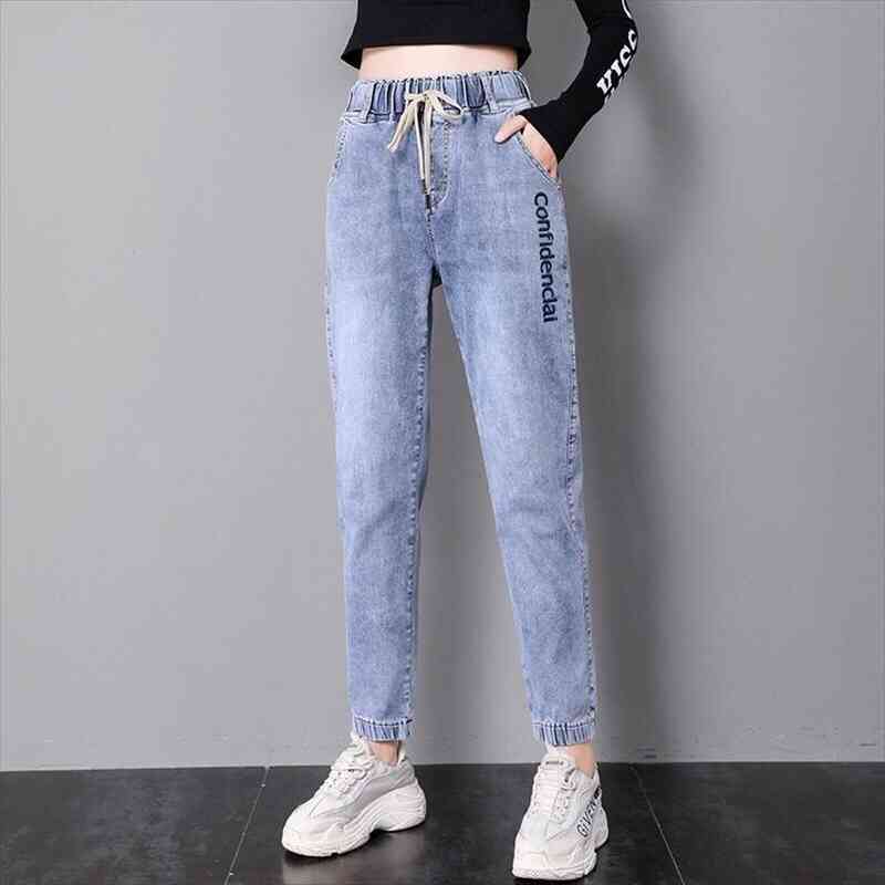 pants elastic waist loose women jean spring high cropped pantalones vaqueros mujer, Blue
pants elastic waist loose women jean spring high cropped pantalones vaqueros mujer, Blue