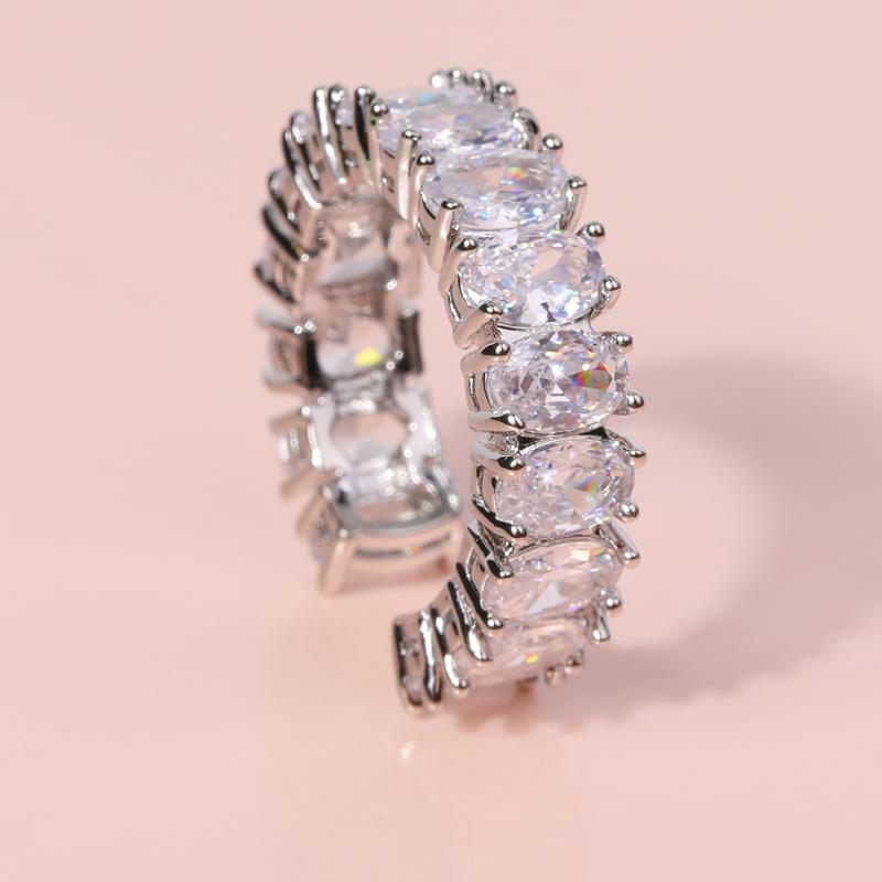 Handmade Oval C2 Zircon Adjustable Ring Wedding Engagement Finger Party Fashion Jewelry Gift Rings
