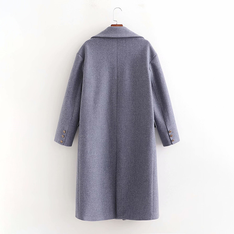 Evfer Women Fashion Winter Double Breasted Loose Coats Female Casual Woolen Blue Outwear Ladies Elegant Thick Long Jackets 210421