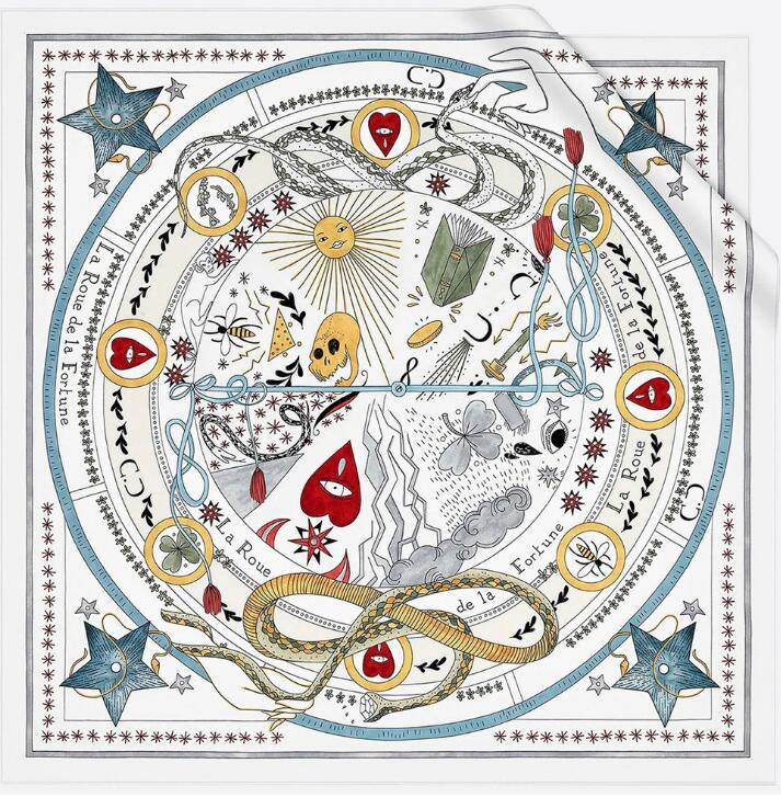 Fashion Tarot card twill silk small square lady's professional scarf Size:53CM., Blue;gray
Fashion Tarot card twill silk small square lady's professional scarf Size:53CM., Blue;gray