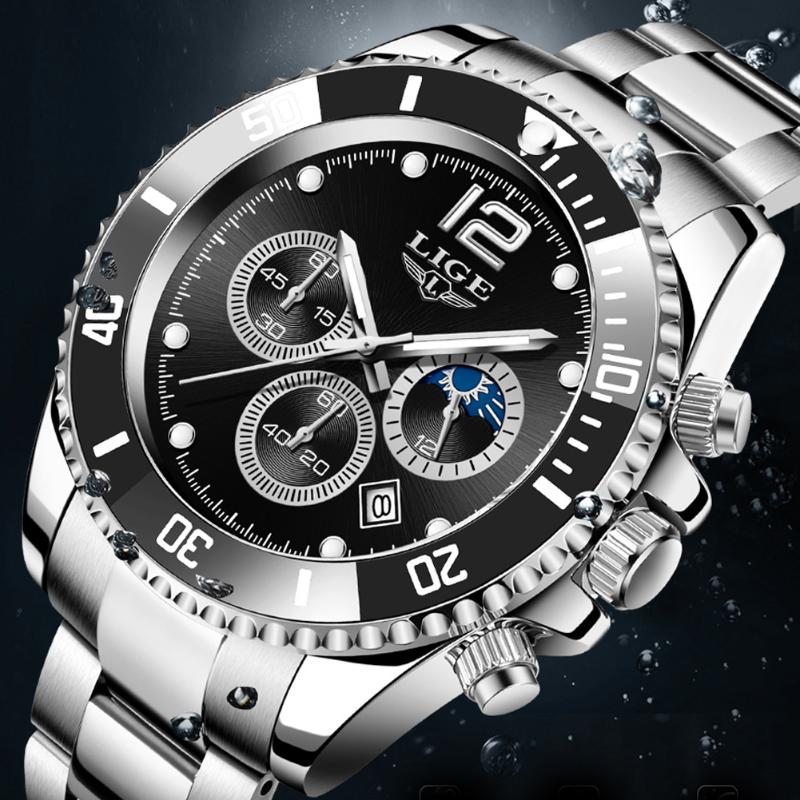Wristwatches Quartz Watches For Men Top Stainless Steel 24Hour Moon Phase Watch Sport Chronograph Relogio Masculino XFCS, Gold black
Wristwatches Quartz Watches For Men Top Stainless Steel 24Hour Moon Phase Watch Sport Chronograph Relogio Masculino XFCS, Gold black