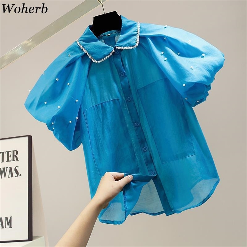 Summer Vintage Short Puff Sleeve T Shirt Women Elegant See Through Tops Tee Korean Beadiing T-shirts Casual LadiesTshirt 210519, Black
Summer Vintage Short Puff Sleeve T Shirt Women Elegant See Through Tops Tee Korean Beadiing T-shirts Casual LadiesTshirt 210519, Black