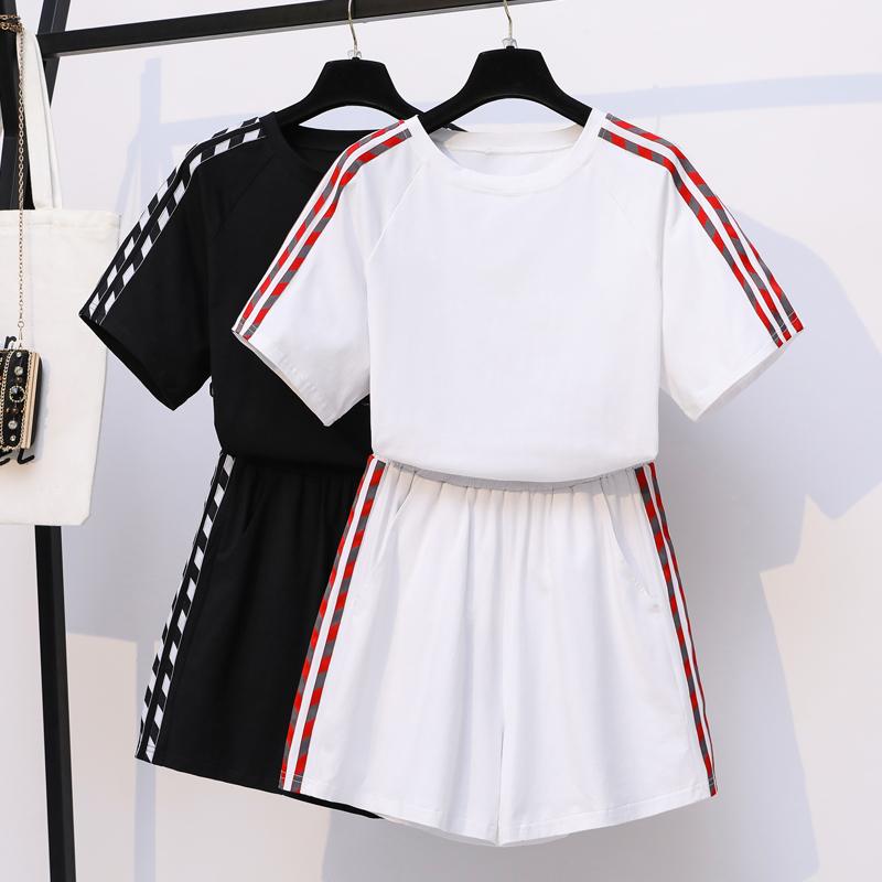 Plus Size T-shirt High-waist Wide-leg Shorts Casual Two-piece Set Fashion Loose Ensemble Femme Deux Pieces Women's Summer Suit Tracksuits, Black
Plus Size T-shirt High-waist Wide-leg Shorts Casual Two-piece Set Fashion Loose Ensemble Femme Deux Pieces Women's Summer Suit Tracksuits, Black