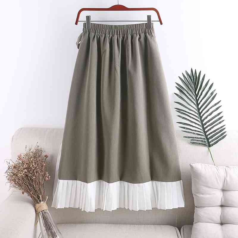 Nomikuma Korean Buttons Irregular Patchwork Women Skirt Bow Tie Stretch High Waist Skirts Causal Spring Autumn New Faldas 6E333 210427