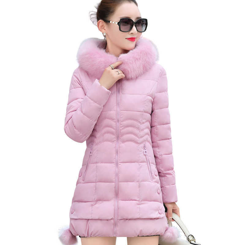 Winter Warm Coat Women Long Parkas Fashion Faux Fur Hooded Womens Overcoat Casual Cotton Padded Jacket Mutil Colors 211013