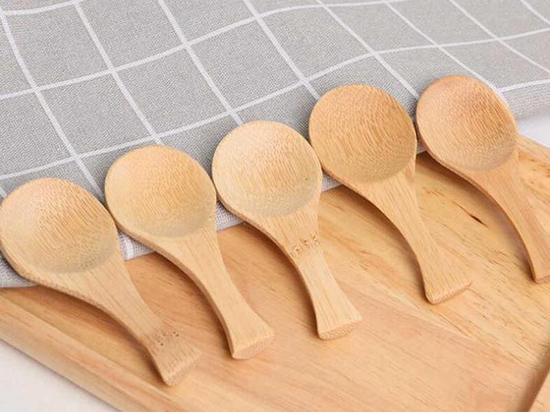 Natural Mini Bamboo Spoon Mini Short Handle Tea Spoon Coffee Beans Salt Tea Scoop DH8595