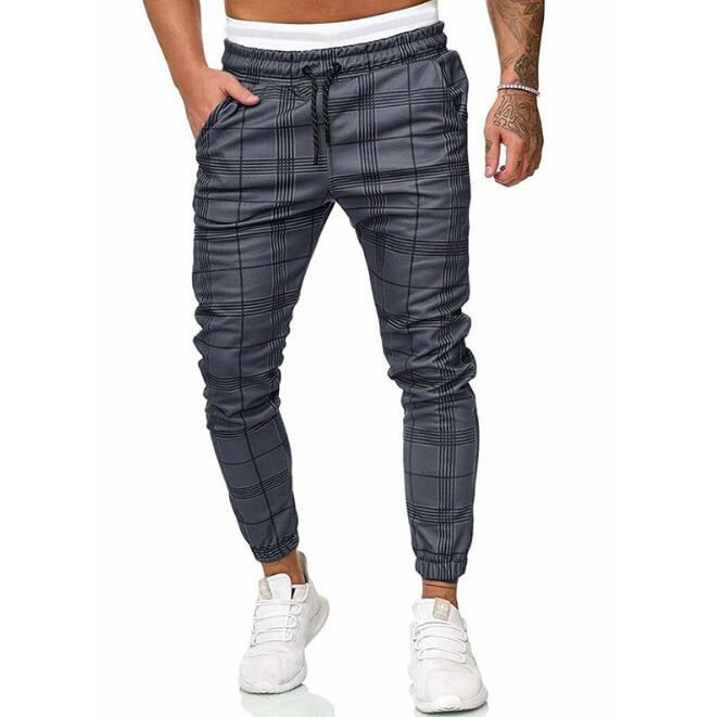 Plaid Pants Men Fashion Hip Hop Joggers Streetwear Sweatpants For Harem Casual Stripe Trousers Checked Men's