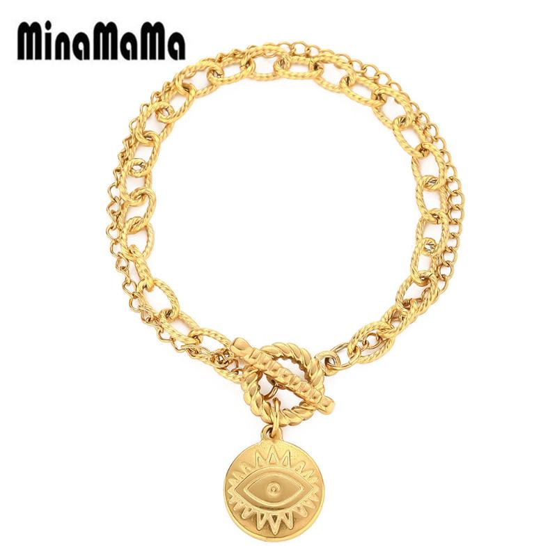 Charm Bracelets Evil Eye Bracelet Stainless Steel Twist Multi-layer Chain For Woman OT Clasp Toggle Jewelry, Golden;silver
Charm Bracelets Evil Eye Bracelet Stainless Steel Twist Multi-layer Chain For Woman OT Clasp Toggle Jewelry, Golden;silver