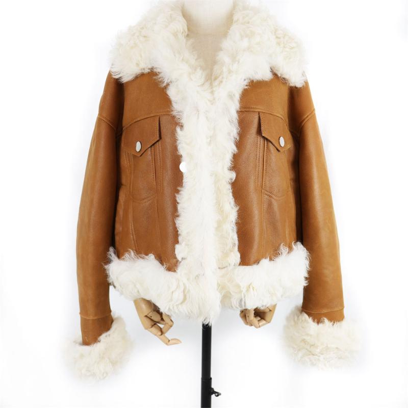 Women's Fur & Faux Woman Real Wool Leather Coat Winter Sheepskin Locomotive Jacket Double Faced Fashion Warm Shearing Outerwear, Black
Women's Fur & Faux Woman Real Wool Leather Coat Winter Sheepskin Locomotive Jacket Double Faced Fashion Warm Shearing Outerwear, Black