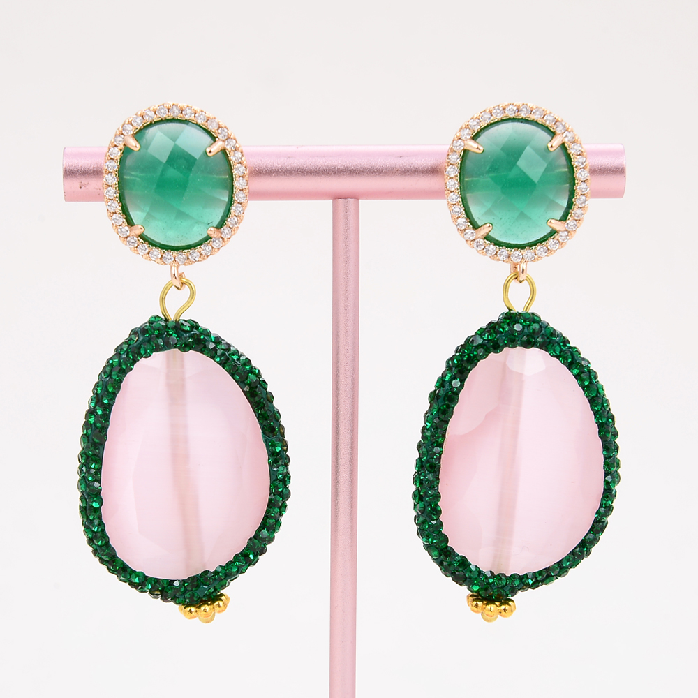 GuaiGuai Jewelry Pink Faceted CZ Paved Cat Eye Green Jade Gold Plated CZ Stud Earrings Handmade For Women Real Gems Stone Lady Fashion Jewellry
GuaiGuai Jewelry Pink Faceted CZ Paved Cat Eye Green Jade Gold Plated CZ Stud Earrings Handmade For Women Real Gems Stone Lady Fashion Jewellry