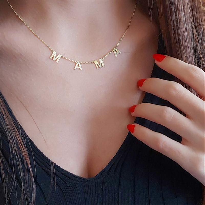 Pendant Necklaces MAMA Letters Choker Necklace Gold Silver Color Mum Charm Clavicle Chain Feminine Jewelry Mother's Day 2021 Special Gift