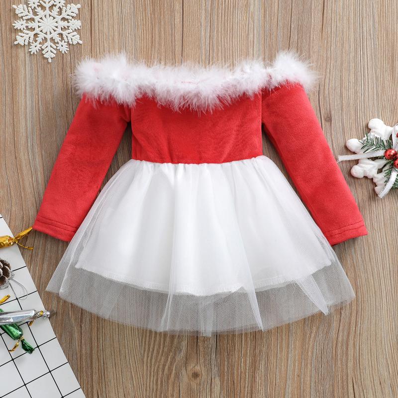 Girl's Dresses Toddler Girl Christmas One-neck Dress Strapless Long-sleeved Faux Fur Trim Color Block Ballet Skirt, As pic
Girl's Dresses Toddler Girl Christmas One-neck Dress Strapless Long-sleeved Faux Fur Trim Color Block Ballet Skirt, As pic