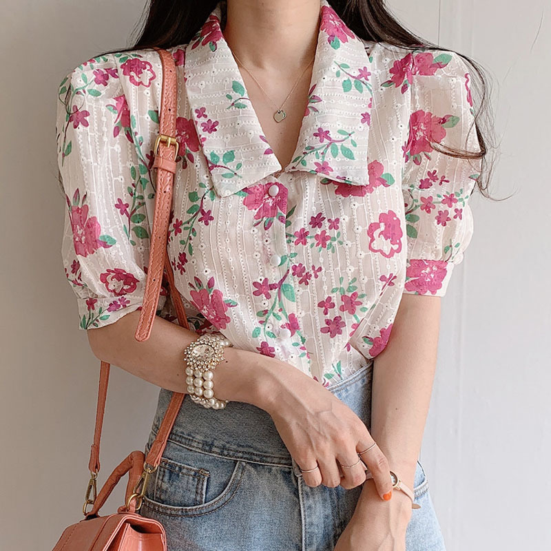 Lucyever Summer Casual Loose Printing Chiffon Shirt Women Fashion Turndown Collar Puff Sleeve Blouse Woman Button Tops Ladies 210521, Purple
Lucyever Summer Casual Loose Printing Chiffon Shirt Women Fashion Turndown Collar Puff Sleeve Blouse Woman Button Tops Ladies 210521, Purple