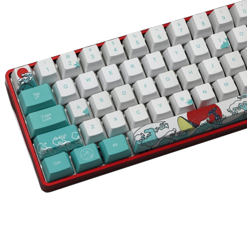 71 Keys Sea Coral Ukiyo-e Keycap Dye Sublimation OEM Mechanical Keyboard Keycap For GH60 XD64 DZ60 GK61 GK64
