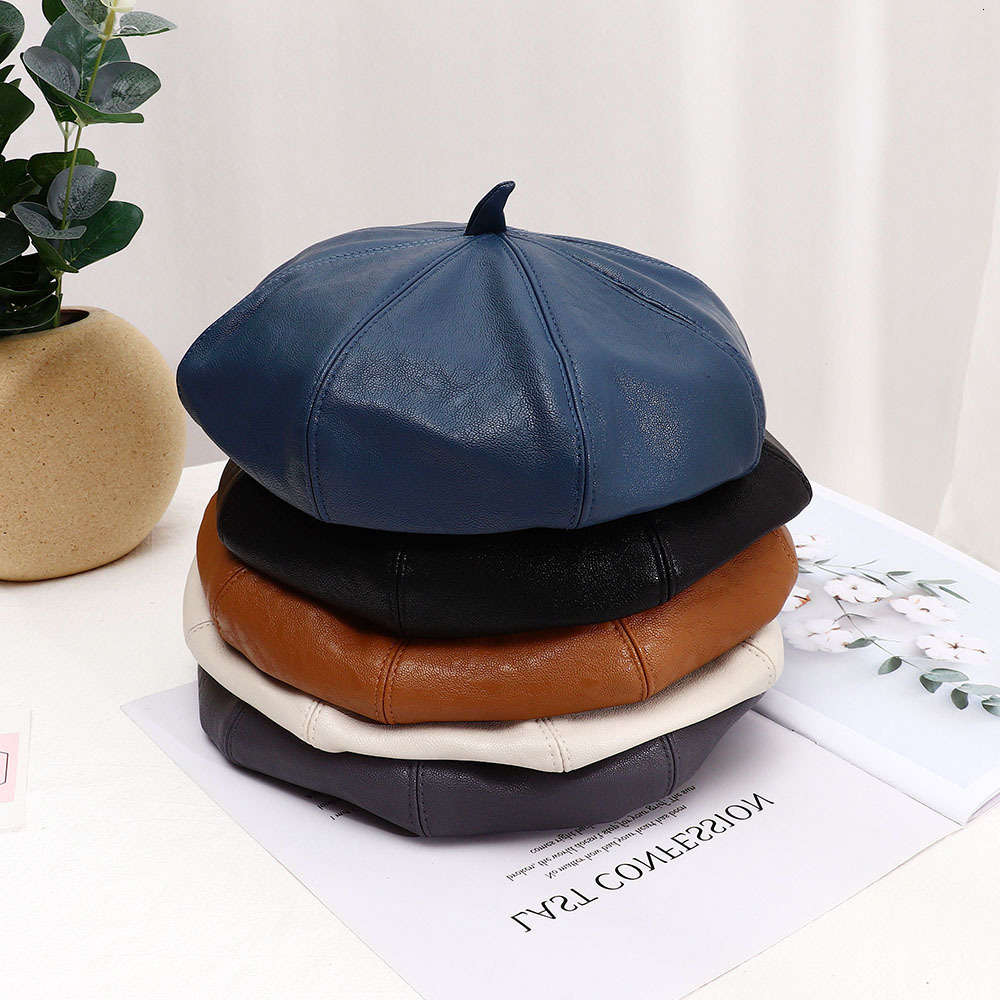 Sun hat autumn and winter fashion PU leather painter Beret Women's net red octagonal bud Hat, Blue;gray
Sun hat autumn and winter fashion PU leather painter Beret Women's net red octagonal bud Hat, Blue;gray