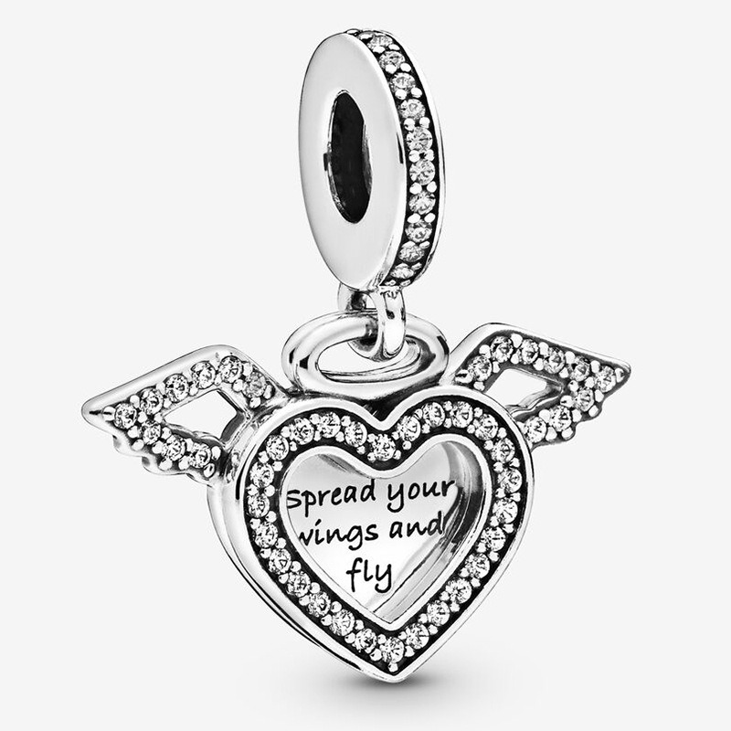 Fits Bracelets 20pcs Bear Four Leave Clover Angel Wing Mom Family Crystal Pendant Charms Beads Silver Charms Bead For Women Diy European Necklace Jewe