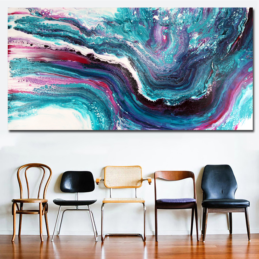 Abstract Art Watercolor Blue Painting Big Size Wall Pictures for Living Room Modern Decorative Painting Unframed