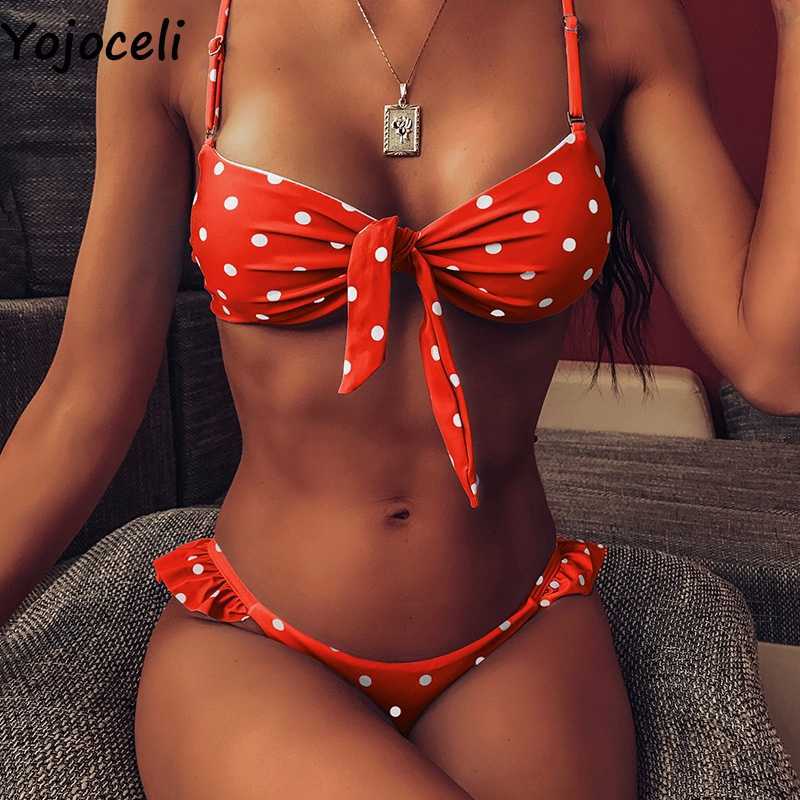 Yojoceli Elegant ruffle polka dot sexy tankini Summer women swimwear bikini Beach casual swimsuit female 210609, Red
Yojoceli Elegant ruffle polka dot sexy tankini Summer women swimwear bikini Beach casual swimsuit female 210609, Red
