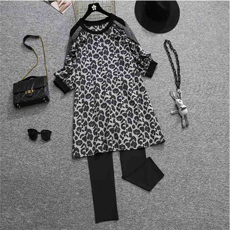 Summer Leopard print net yarn stitching chiffon A-line Tshirt Dress and Elastic Leggings 2 Piece Set Women 210602, Black
Summer Leopard print net yarn stitching chiffon A-line Tshirt Dress and Elastic Leggings 2 Piece Set Women 210602, Black
