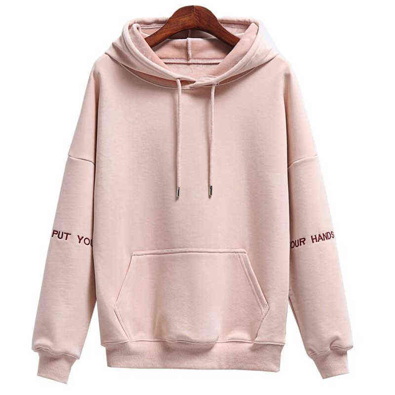 Hooded Sweatshirts Thick Fleece Hoodies Autumn Moletom Feminino Korean Fashion Female Coat Winter Sudaderas Pullovers Tops 211109
