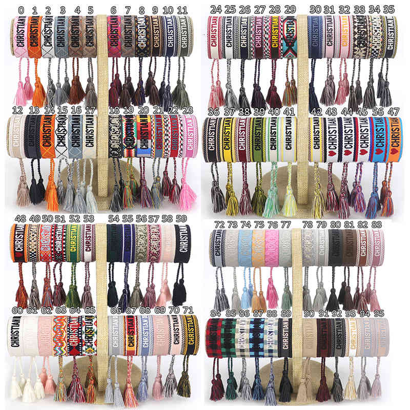 Designer Bracelets Jewelry Handmade Signature Embroidered Color Cotton Bracelet Women Men Woven Tassel Adjustable Lover Gift