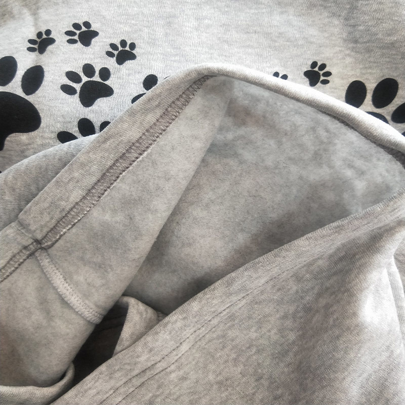 Women's Heart Paw Print Fleece Hoodies Warm Sweatshirts Batwing Sleeve With a Hood Hoodie Female Autumn Fashion Ladies Tops 210524