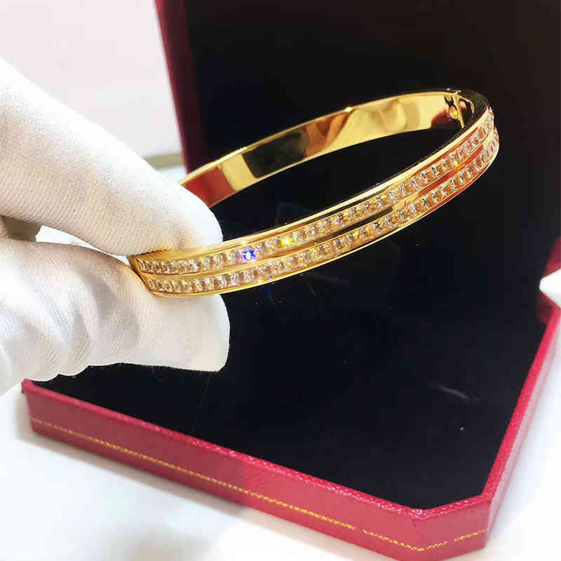 Charm Bracelets 02 Titanium Steel Jewelry Fashion Party Dinner Wear Single Double Row Diamond Bracelet