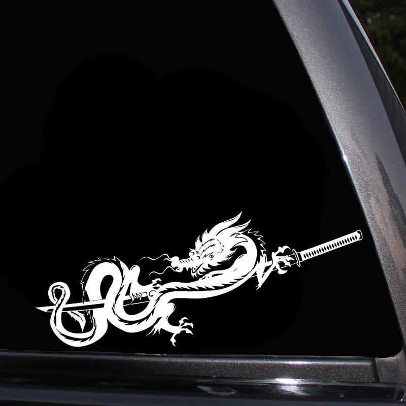 18.2*7.6CM Oem Dragon Samurai Symbol Car Sticker Decal Soldier Black/Silver Covering The Body Vinyl