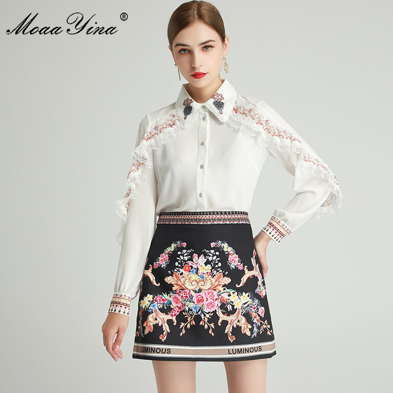 Fashion Designer Set Spring Women's Ruffles Long sleeve Blouses Tops+Floral-Print skirt Two-piece sets 210524, White
Fashion Designer Set Spring Women's Ruffles Long sleeve Blouses Tops+Floral-Print skirt Two-piece sets 210524, White