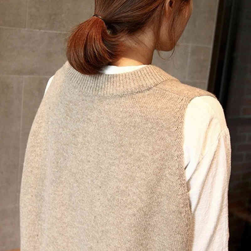 Arrivals V-Neck Pullover Women Knitted Oversize Sweater Vest Autumn Winter Sleeveless Warm Sweaters 12230 210415