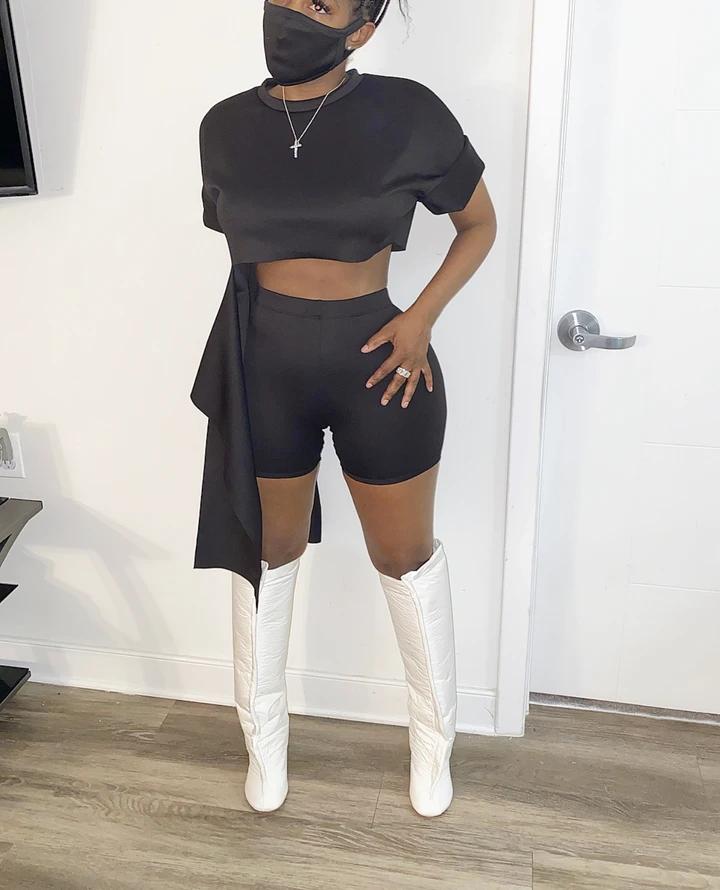 Fitness 2021 Sporty Women Two Pieces Sets Summer Biker Shorts Tracksuits Crop Tops+Jogger Leggings Suit Casual Outfit Piece Dress