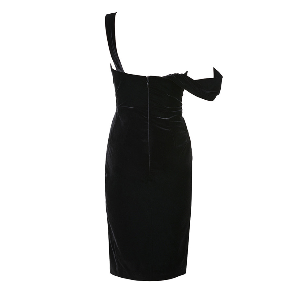 UpAvonu High Quality Black Celebrity Club Evening Party Midi Dress Vestidos Women Sexy Sleeveless Split Velvet 210524