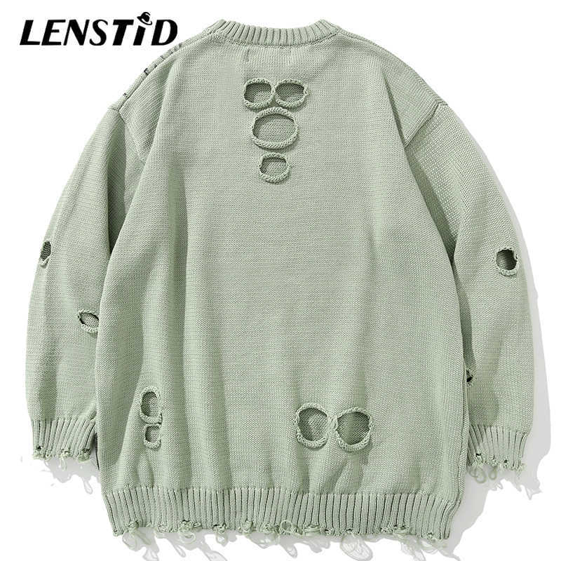 LENSTID Men Hip Hop Knitted Jumper Sweaters Butterfly Ink Graffiti Streetwear Harajuku Autumn Oversized Hipster Casual Pullovers 210818