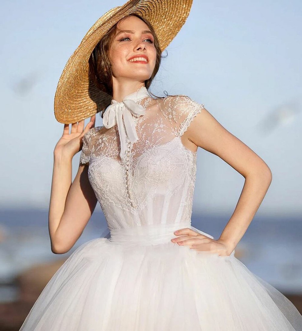 Vintage Ball Gown Prom Dresses White Tulle Lace Appliques Evening Gowns Saudi Arabic Formal Party Dress Arabic Dubai Vestidos De Fiesta robe soiree 20