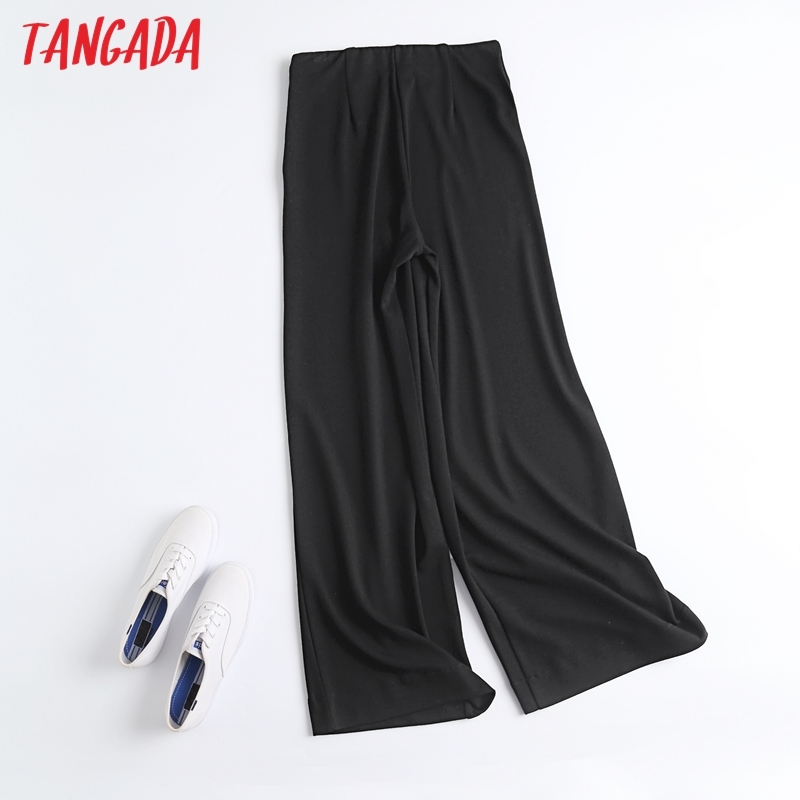 Women Solid Long Trousers Side Zipper Strethy Waist Lady Pants Pantalon 6D10 210416