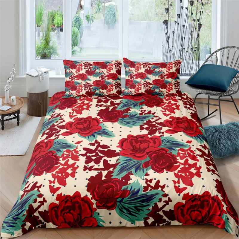 Flower Pattern Comforter Cover Pillowcase Bedding Set Bed Linens Quilts Twin Full Queen King Size Floral Duvet Bedclothes Sets