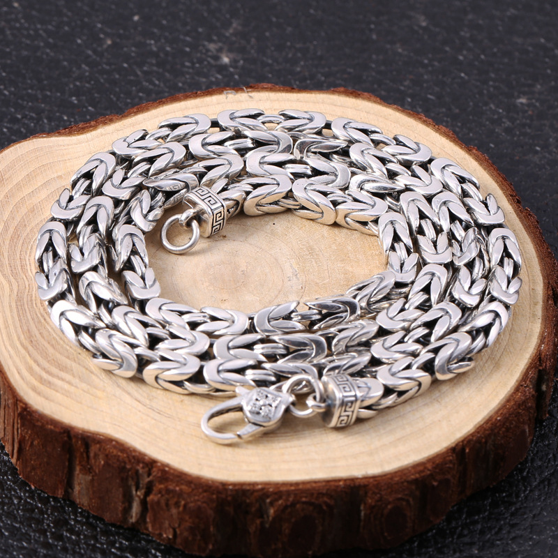High quality 925 sterling silver handmade link chain necklaces American European antique silver designer jewelry accessories gifts