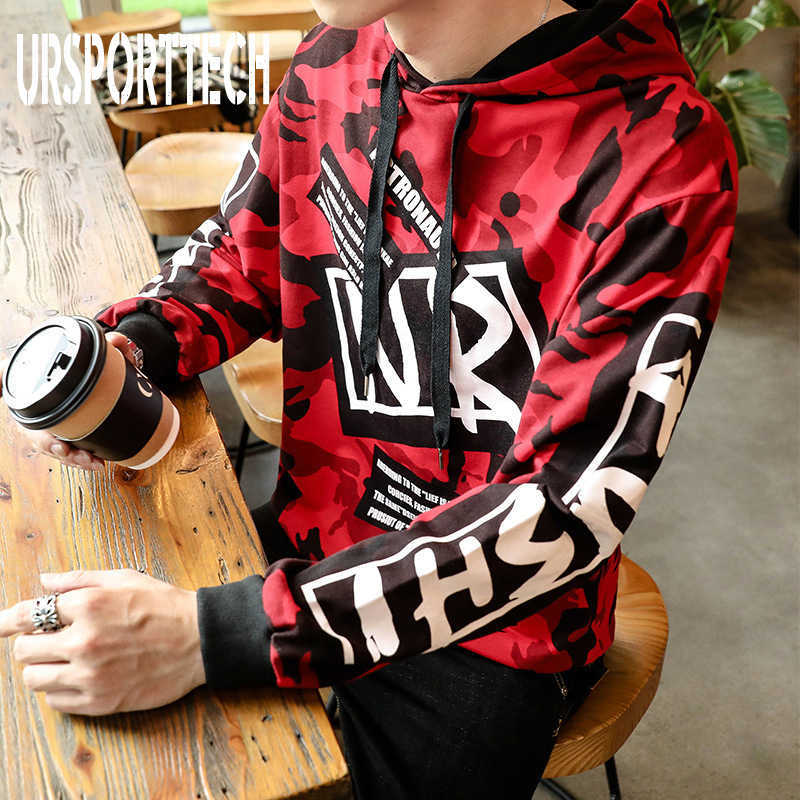 Autumn Men Camouflage Hoodies Long Sleeve Hooded Sweatshirt Male Hoodie Casual Hip Hop Streetwear Hoodie Homme Big Size M-4XL 210528