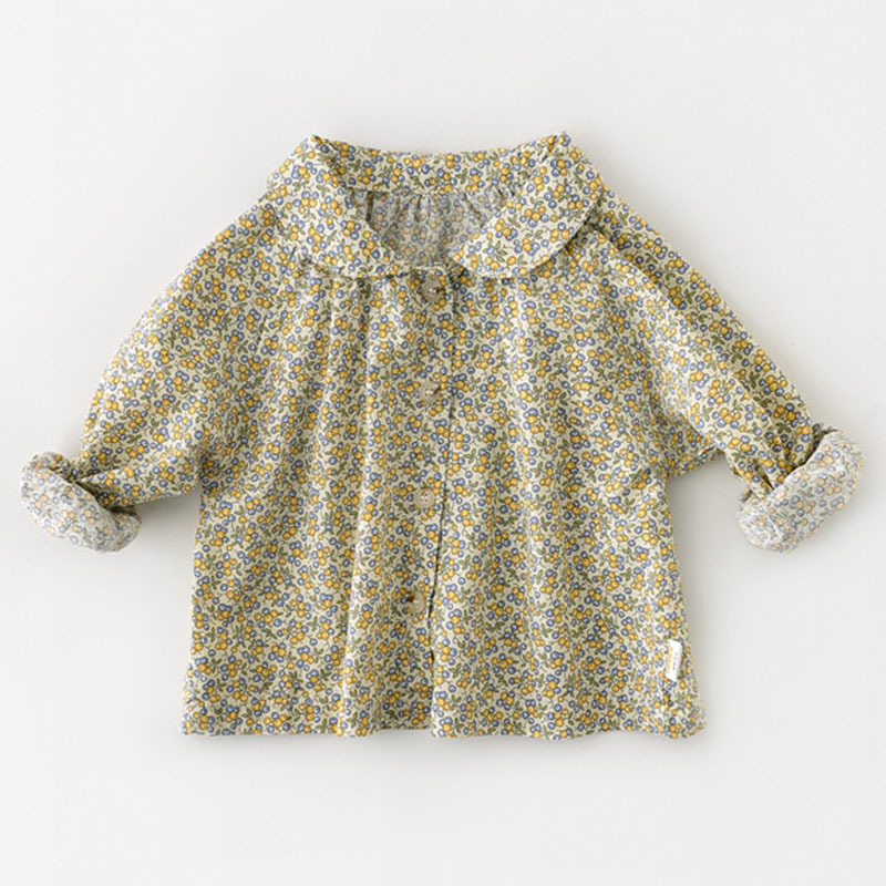 Kids Girl Long Sleeve Doll Collar Floral Shirt Spring Autumn Infant Baby born Clothes 210429