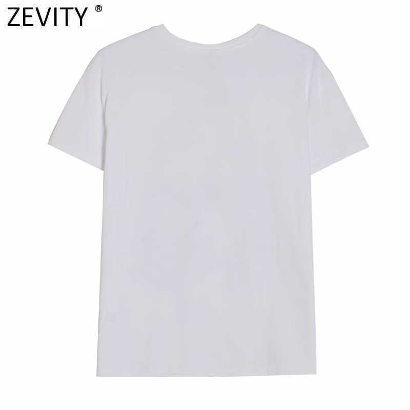 Zevity Women Simply Beauty Head Sculpture Appliques Casual Slim White T-shirt Female Chic Basic Knitting Summer Tops T692 210603