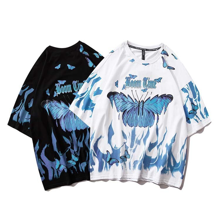 GODLIKEU Butterfly Short Sleeve Top Street Hip Hop Cotton T-shirt Men's Loose Blue Printed Half Sleeve T-shirt, White;black
GODLIKEU Butterfly Short Sleeve Top Street Hip Hop Cotton T-shirt Men's Loose Blue Printed Half Sleeve T-shirt, White;black