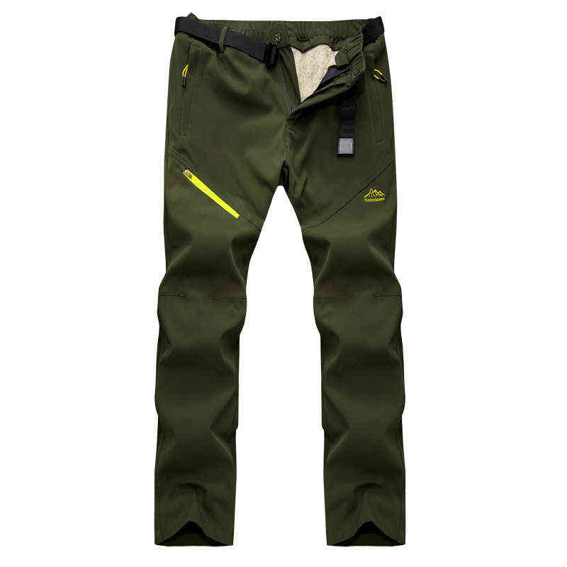 Men Winter Hiking Trekking Fishing Camping Climb Pants Male Warm Fleece Softshell Trousers Outdoor Sports Thick Waterproof Pants 211112