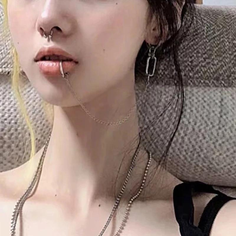 Stud Punk Style Cool Personality Nose Chain Fake Earrings Lip Ring With Long Chains Trendy Piercings Earring Ear Clip Body Jewelery
Stud Punk Style Cool Personality Nose Chain Fake Earrings Lip Ring With Long Chains Trendy Piercings Earring Ear Clip Body Jewelery