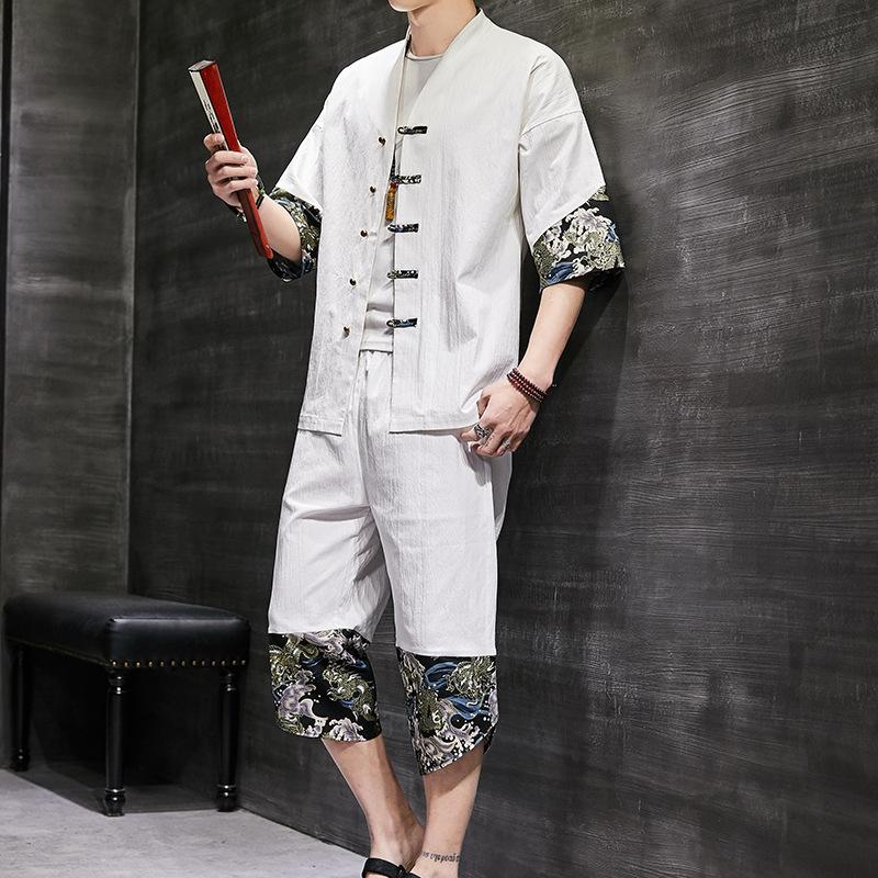 Men's Tracksuits 2021 Summer Chinese Style Cotton Linen Buckle Suit Short-sleeved Cropped Trousers Two-piece Cardigan Top, Black
Men's Tracksuits 2021 Summer Chinese Style Cotton Linen Buckle Suit Short-sleeved Cropped Trousers Two-piece Cardigan Top, Black