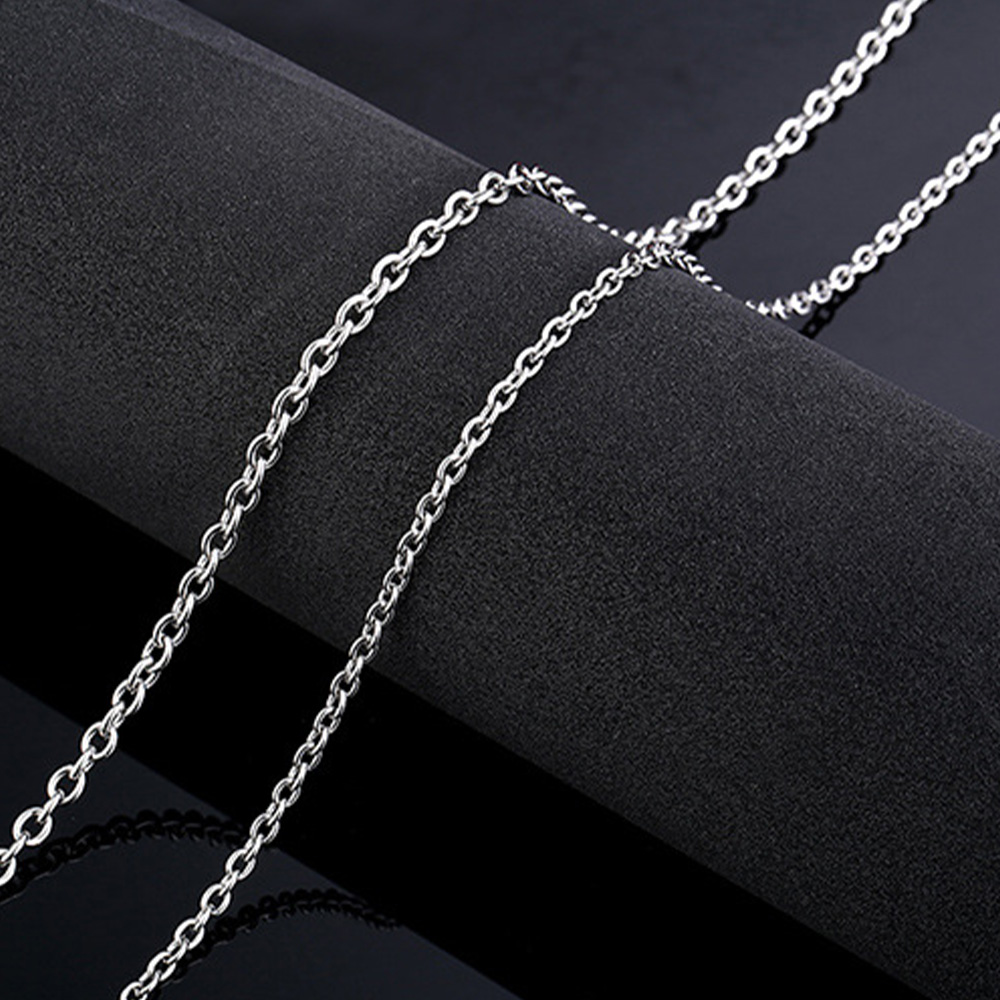 3mm/4mm Silver Stainless Steel Trace O Chain Link for Men Women Necklace 45cm-75cm Length with Velvet Bag