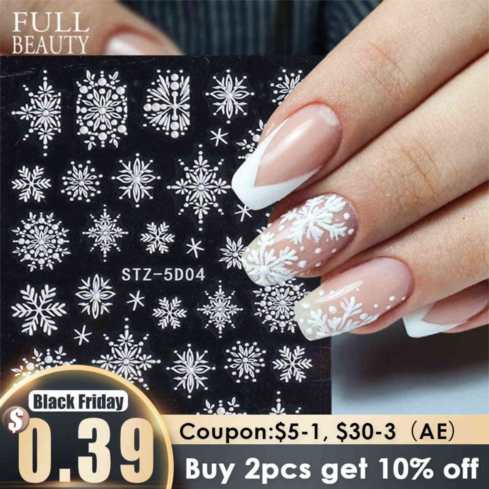 10pc 5D White Snowflakes Embossed Sticker Christmas New Year Nail Art Design Winter Charms Flower Manicure Slider Decals CHSTZ5D01-08 Y1125, Stz-cs055
10pc 5D White Snowflakes Embossed Sticker Christmas New Year Nail Art Design Winter Charms Flower Manicure Slider Decals CHSTZ5D01-08 Y1125, Stz-cs055
