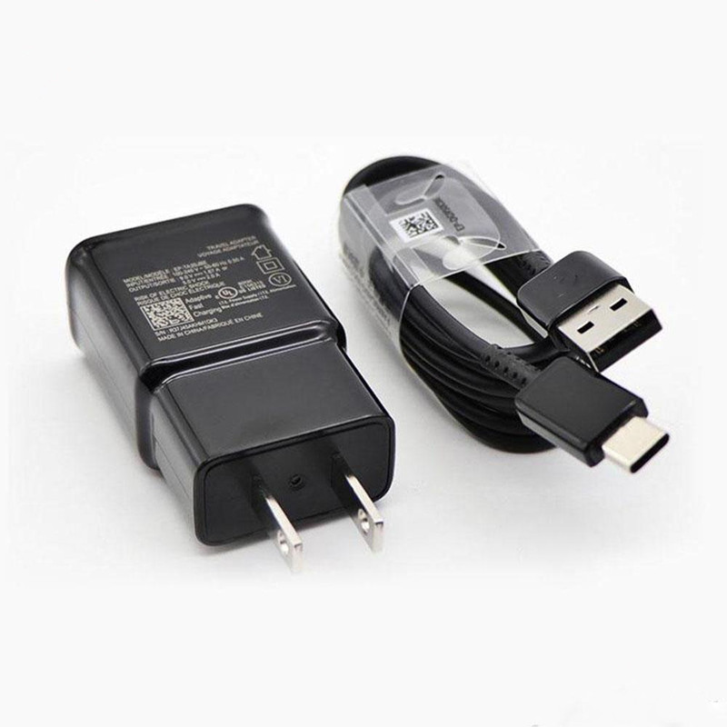 2in1 Comincan Usb Fast charger For S6 S8 S10 9V 2A US EU plug Travel wall adaptor full 2A home charge dock with type c black cable opp bag